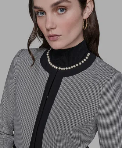 Karl Lagerfeld Women's Gingham Framed Jacket In Gray