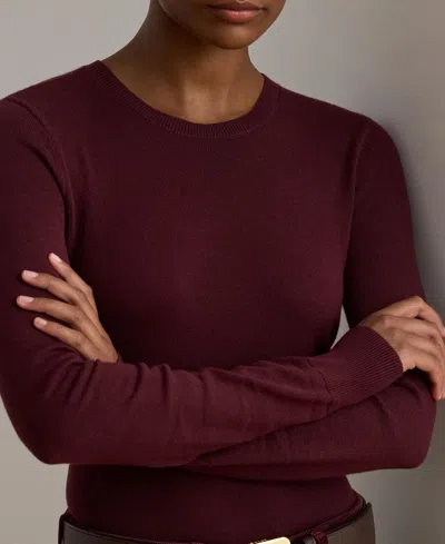 Ralph Lauren Cotton-blend Long-sleeve Top In Burgundy
