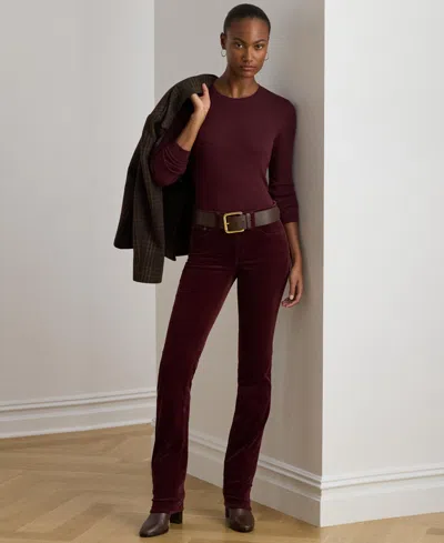 Ralph Lauren Cotton-blend Long-sleeve Top In Burgundy