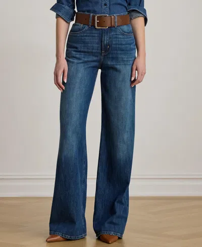 Ralph Lauren Women's High-rise Wide-leg Rigid Denim Jeans In Blue