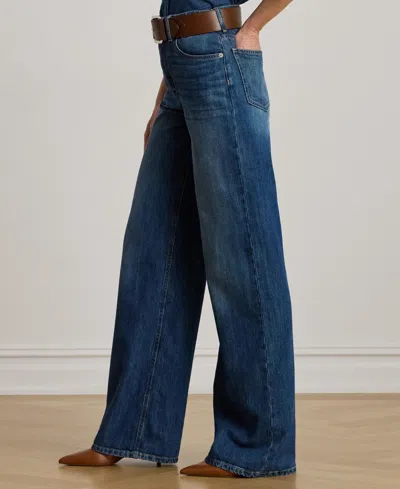 Ralph Lauren Women's High-rise Wide-leg Rigid Denim Jeans In Blue