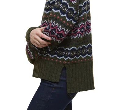 Barbour Helen Fair Isle Wool Blend Turtleneck Tunic Sweater In Green