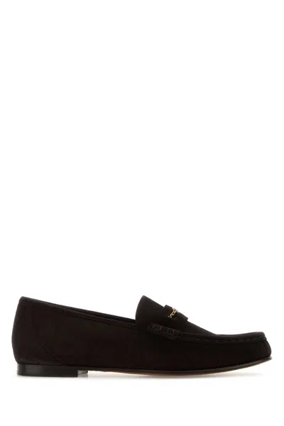 Chloé Chloe Women Dark Brown Suede Loafers In Animal Print