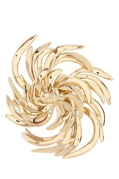 Miu Miu Abstract Swirl Sculptural Brooch Pin In Gold