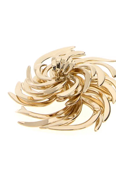Miu Miu Abstract Swirl Sculptural Brooch Pin In Gold