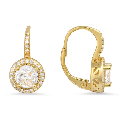 Kylie Harper Women's Gold Diamond Cz Halo Filigree Leverback Earrings In Gold