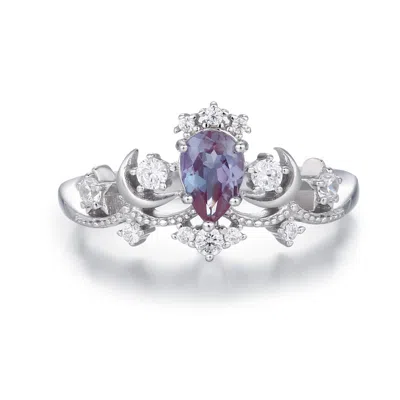 Azura Jewelry New York Women's Silver Moonlit Alexandrite Ring White Gold Vermeil© In Silver