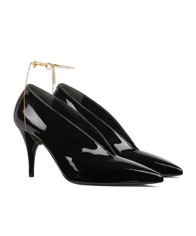 Gucci Musa Vernic Patent Leather Anklet Pumps In Animal Print