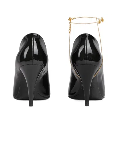 Gucci Musa Vernic Patent Leather Anklet Pumps In Animal Print