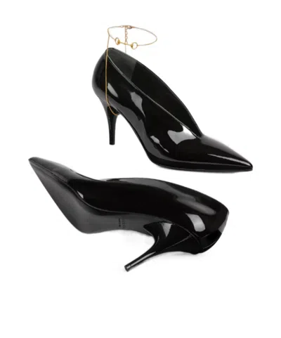 Gucci Musa Vernic Patent Leather Anklet Pumps In Animal Print