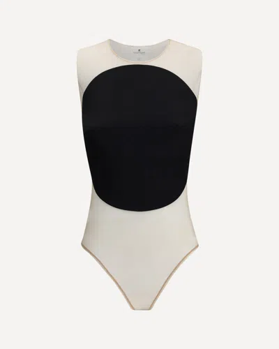 Courrèges Illusion Mesh And Duchesse-satin Bodysuit In Black