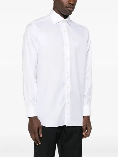 Brioni Long-sleeve Button-up Shirt In White
