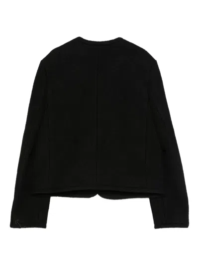 Dunst Black Jacket With Button Closure And Front Pockets In Tweed Woman In Black