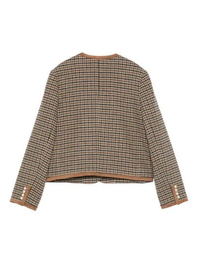 Dunst Beige Jacket With Button Closure And Front Pockets In Tweed Woman In Brown