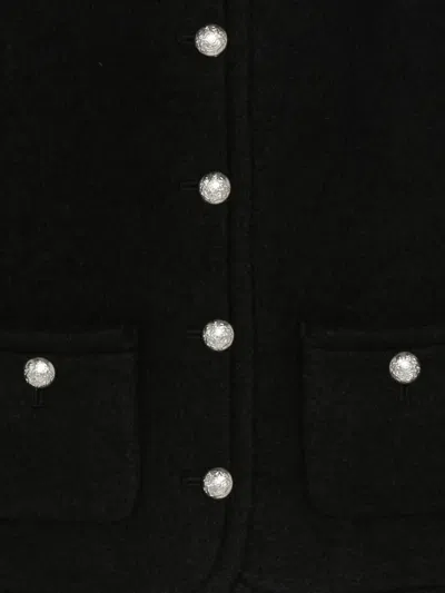 Dunst Black Jacket With Button Closure And Front Pockets In Tweed Woman In Black
