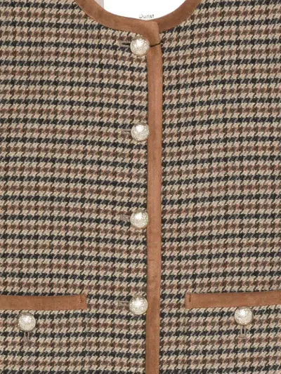 Dunst Beige Jacket With Button Closure And Front Pockets In Tweed Woman In Brown