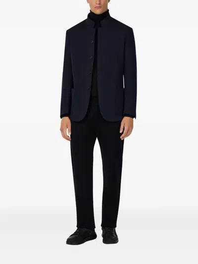 Boggi Milano Ens Navy Blue B Tech Technical Wool Jacket In Blue