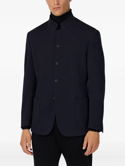 Boggi Milano Ens Navy Blue B Tech Technical Wool Jacket In Blue