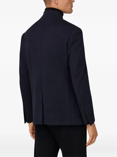 Boggi Milano Ens Navy Blue B Tech Technical Wool Jacket In Blue