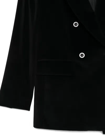 Boglioli Velvet Double-breasted Jacket In Black