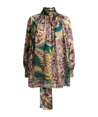Etro Blouse Highnack With Pasley Motif Shirts White In Multi