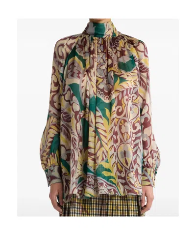 Etro Blouse Highnack With Pasley Motif Shirts White In Multi