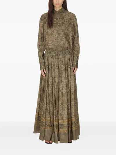 GEOMETRIC-PATTERN MAXI SKIRT