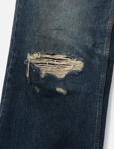 Coor Semi Flare Embossed Dirty Washed Jeans In Blue