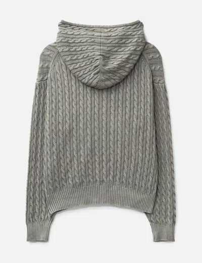 Coor Cotton Piece Dyed Cable Hoodie Zip-up In Gray