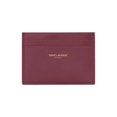 Pre-owned Saint Laurent Paris Card Case In Shiny Leather 'dark Ruby' | Red | Women's Size Onesize