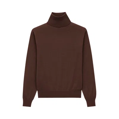 Pre-owned Saint Laurent Turtleneck Sweater In Cashmere, Wool And Silk 'chocolat' | Brown | Women's Size Xs