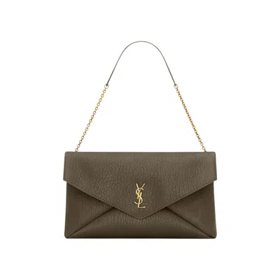 Pre-owned Saint Laurent Cassandre Xxl Envelope Pouch On Chain In Lambskin 'light Musk' | Brown | Women's Size