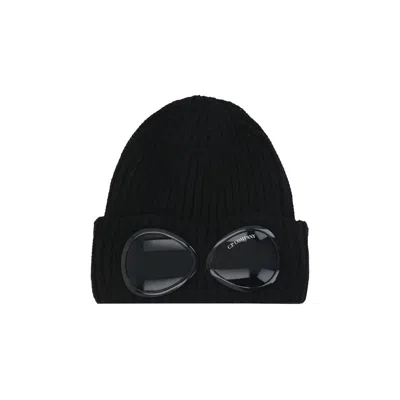 Pre-owned C.p. Company Extra Fine Merino Wool Goggle Beanie 'black' | Men's Size Onesize