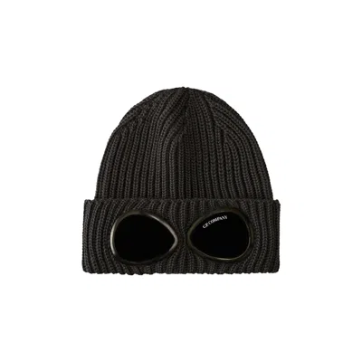 Pre-owned C.p. Company Extra Fine Merino Wool Goggle Beanie 'ebony' | Grey | Men's Size Onesize In Gray