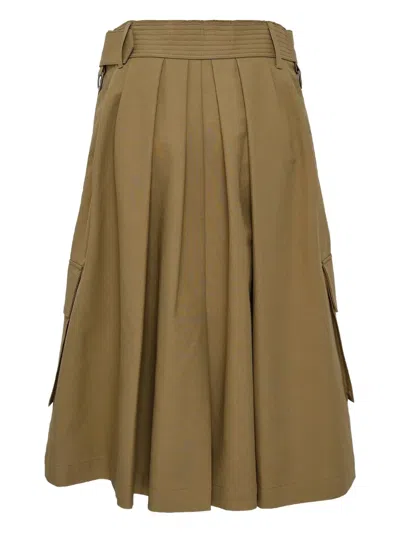 束腰褶饰中长半身裙