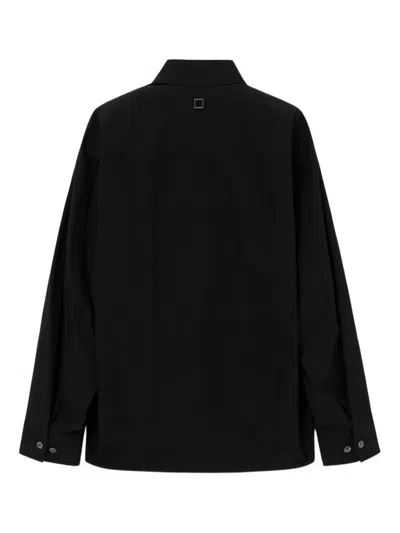 Wooyoungmi Long-sleeved Logo Shirt In Black