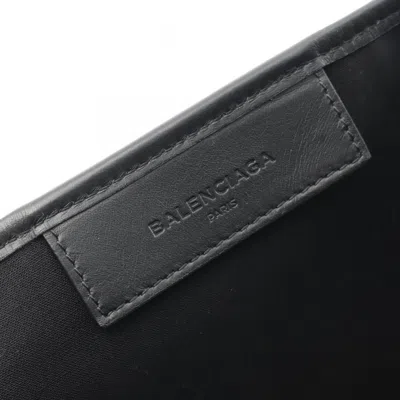 Pre-owned Balenciaga Black White Canvas Leather Tote Bag ()