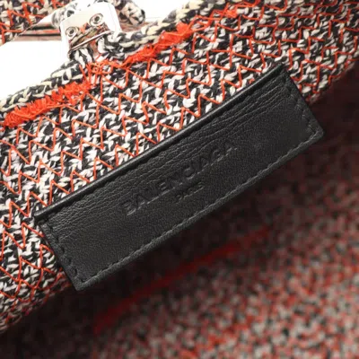 Pre-owned Balenciaga Black Orange White Canvas Leather Shoulder Bag ()