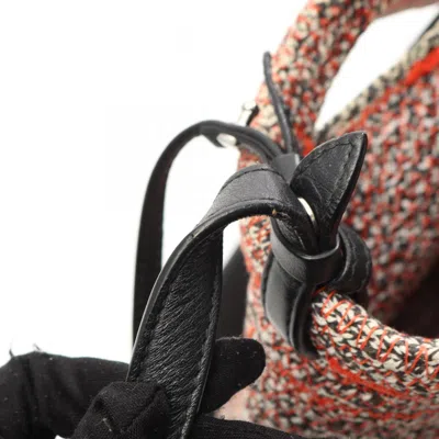 Pre-owned Balenciaga Black Orange White Canvas Leather Shoulder Bag ()
