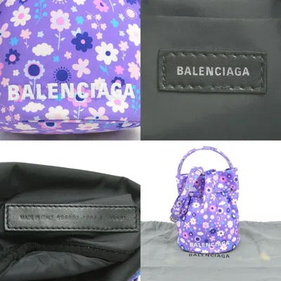 Pre-owned Balenciaga Multi-color Purple Nylon Canvas Handbag Shoulder Bag ()