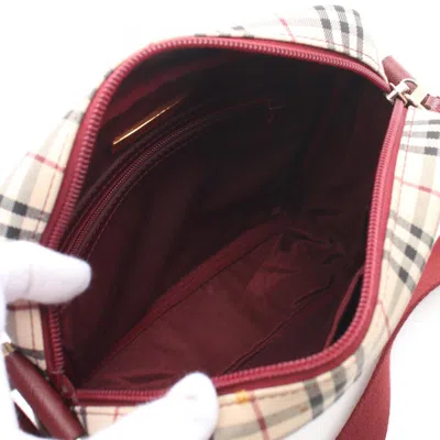 Pre-owned Burberry Beige Multi-color Canvas Leather Shoulder Bag ()