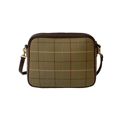 Pre-owned Burberry Brown Khaki Leather Canvas Shoulder Bag ()