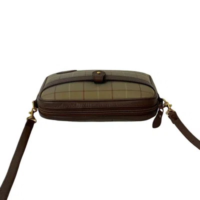 Pre-owned Burberry Brown Khaki Leather Canvas Shoulder Bag ()