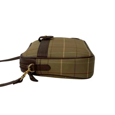 Pre-owned Burberry Brown Khaki Leather Canvas Shoulder Bag ()