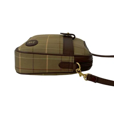 Pre-owned Burberry Brown Khaki Leather Canvas Shoulder Bag ()