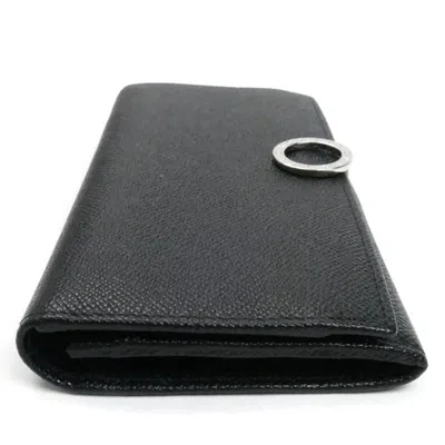 Pre-owned Bvlgari Black Leather Long Wallet (bi-fold) ()