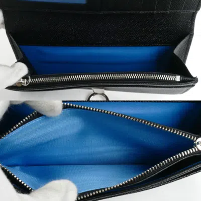 Pre-owned Bvlgari Black Leather Long Wallet (bi-fold) ()