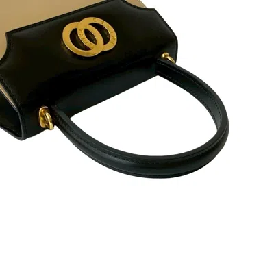 Pre-owned Celine Beige Black Leather Handbag Shoulder Bag ()