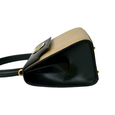 Pre-owned Celine Beige Black Leather Handbag Shoulder Bag ()