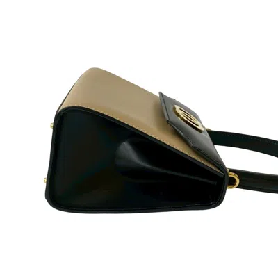 Pre-owned Celine Beige Black Leather Handbag Shoulder Bag ()